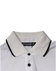 Dolce & Gabbana Off White Crown Cotton Collared Polo T-shirt