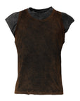 Dolce & Gabbana Brown Cotton Round Neck Sleeveless T-shirt