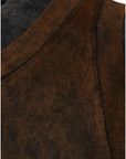 Dolce & Gabbana Brown Cotton Round Neck Sleeveless T-shirt