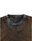 Dolce & Gabbana Brown Cotton Round Neck Sleeveless T-shirt