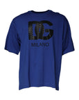 Dolce & Gabbana Blue Logo Print Cotton Men Crew Neck T-shirt