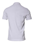 Dolce & Gabbana White Cotton Logo Plaque Collared Polo T-shirt