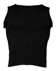 Dolce & Gabbana Black Silk Round Neck Sleeveless T-shirt
