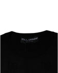 Dolce & Gabbana Black Silk Round Neck Sleeveless T-shirt