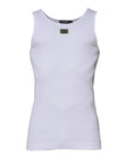 Dolce & Gabbana White Cotton Round Neck Sleeveless T-shirt