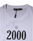 Dolce & Gabbana White Graphic Print Cotton Crew Neck T-shirt