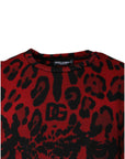 Dolce & Gabbana Red Leopard Print Cotton Sleeveless T-shirt