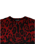 Dolce & Gabbana Red Leopard Print Cotton Sleeveless T-shirt