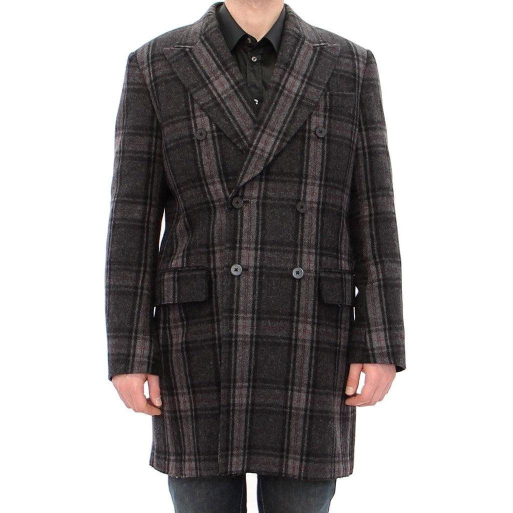 Dolce & Gabbana Sicilia Checkered Wool Blend Coat