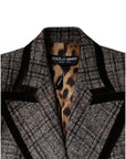 Dolce & Gabbana Brown Plaid Long Sleeve Cropped Coat Jacket