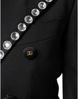 Dolce & Gabbana Black Crystal Double Breasted Blazer Jacket