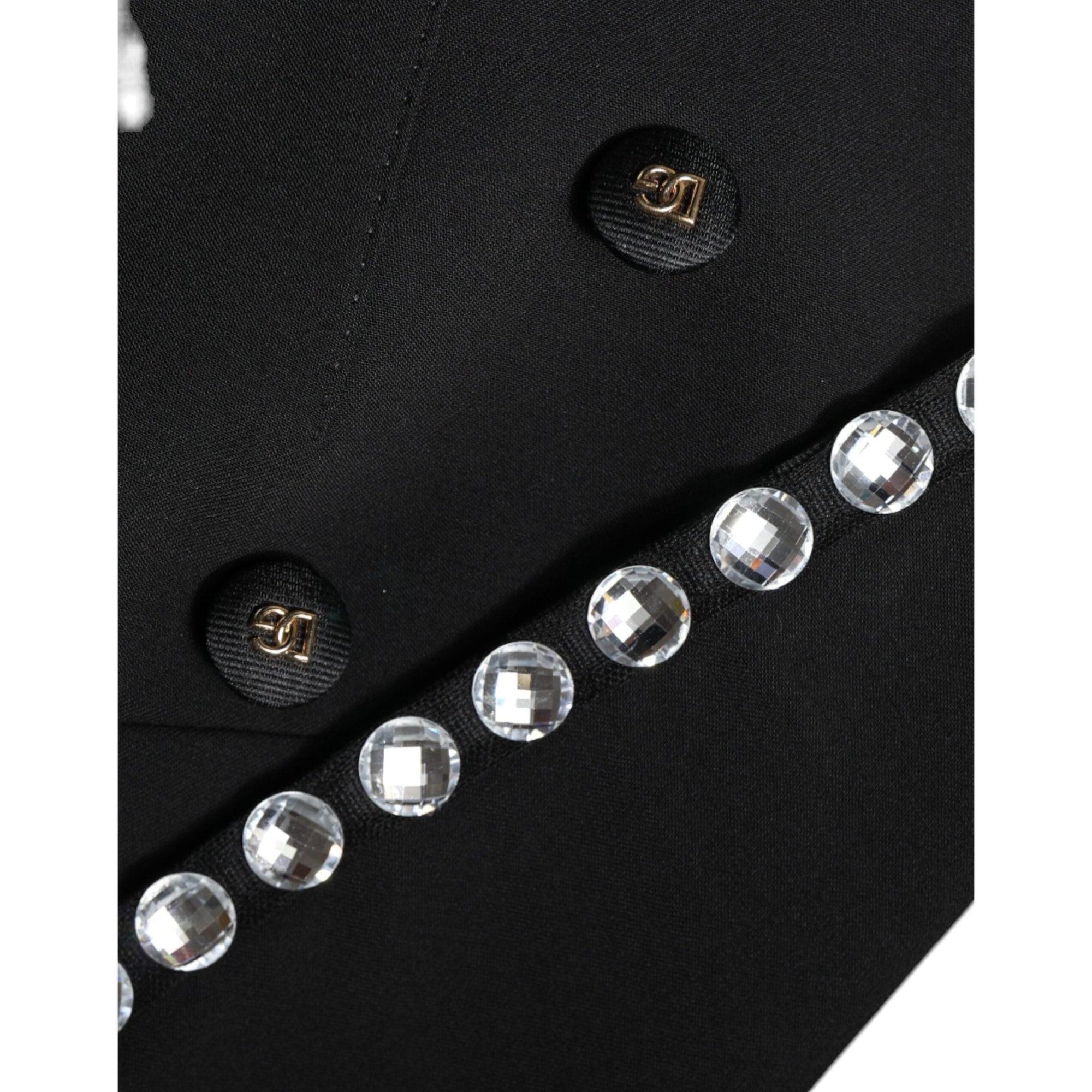 Dolce & Gabbana Black Crystal Double Breasted Blazer Jacket