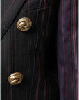 Dolce & Gabbana Multicolor Stripes Wool Cropped Blazer Coat Jacket