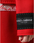 Dolce & Gabbana Red Jacquard Wool Women Trenchcoat Jacket
