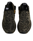Dolce & Gabbana Gold Glitter Leopard Sorrento Sneakers Shoes