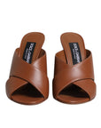 Dolce & Gabbana Maroon Logo KEIRA Leather Slides Sandals Shoes