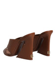 Dolce & Gabbana Maroon Logo KEIRA Leather Slides Sandals Shoes