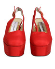 Dolce & Gabbana Red Platform Slingback Heels Sandals Shoes