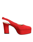 Dolce & Gabbana Red Platform Slingback Heels Sandals Shoes