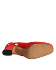 Dolce & Gabbana Red Platform Slingback Heels Sandals Shoes