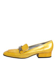 Dolce & Gabbana Yellow Leather Logo Plaque Slip On Mocassin Shoes