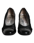 Dolce & Gabbana Black Leather Block Heels Pumps Shoes