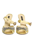 Dolce & Gabbana Yellow Crystal Slides KEIRA Sandals Shoes
