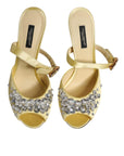 Dolce & Gabbana Yellow Crystal Slides KEIRA Sandals Shoes