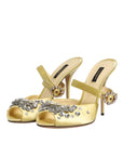 Dolce & Gabbana Yellow Crystal Slides KEIRA Sandals Shoes