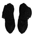 Dolce & Gabbana Black Tulle Stretch Heels Mid Calf Boots Shoes