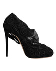 Dolce & Gabbana Black Tulle Stretch Heels Mid Calf Boots Shoes