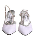 Dolce & Gabbana White Strass Crystal Slingbacks Pumps Shoes