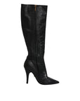 Dolce & Gabbana Black Leather Heels Knee High Boots Shoes