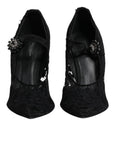 Dolce & Gabbana Black Lace Crystals Mary Jane Pumps Shoes