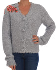 Dolce & Gabbana Elegant Silver Floral Applique Cardigan