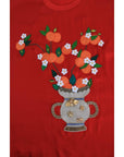 Dolce & Gabbana Elegant Red Silk Crystal-Embellished Blouse