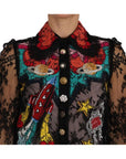 Dolce & Gabbana Floral Lace Embroidered Blouse with Crystals