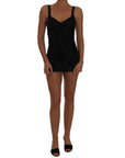 Dolce & Gabbana Elegant Black Floral Stretch Bodysuit Romper