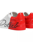 Dolce & Gabbana White Red Portofino Low Top Sneakers Shoes