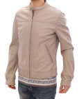Dolce & Gabbana Elegant Beige Leather Lambskin Jacket