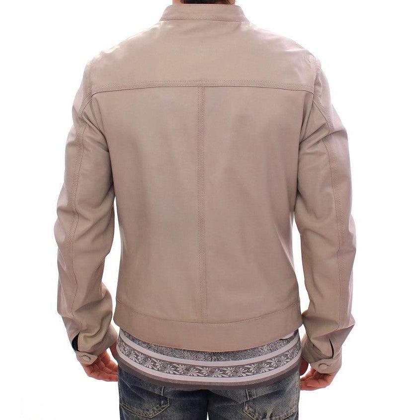 Dolce & Gabbana Elegant Beige Leather Lambskin Jacket