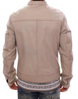 Dolce & Gabbana Elegant Beige Leather Lambskin Jacket