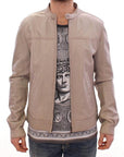 Dolce & Gabbana Elegant Beige Leather Lambskin Jacket