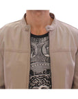Dolce & Gabbana Elegant Beige Leather Lambskin Jacket