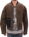 Dolce & Gabbana Elegant Leather & Wool Blend Jacket