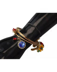 Dolce & Gabbana Multicolor Crystal Gold Tone Brass Bangle Bracelet