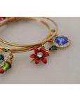 Dolce & Gabbana Multicolor Crystal Gold Tone Brass Bangle Bracelet