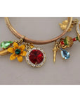 Dolce & Gabbana Multicolor Crystal Gold Tone Brass Bangle Bracelet