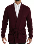 Dolce & Gabbana Bordeaux Cashmere Crown Cardigan Sweater