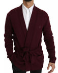 Dolce & Gabbana Bordeaux Cashmere Crown Cardigan Sweater